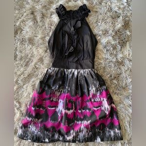 Sugar lips A-line Fit n Flare Dress Black/Vibrant pops of Fuchsia Size Small